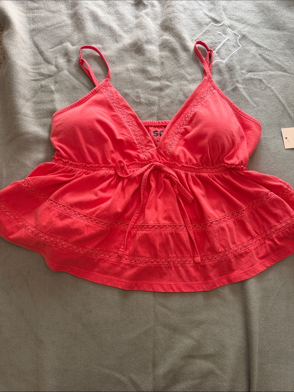 SO Coral Pink Peplum Camisole Top